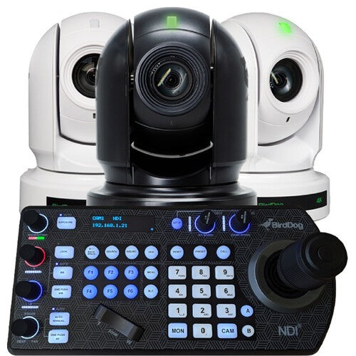 BirdDog Bundle: 3x P400 PTZ NDI Cameras (1x Black & 2x White) with Free PTZ Keyboard - New Media