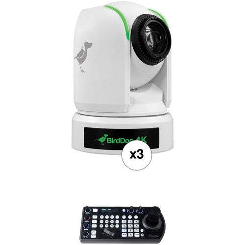 BirdDog Bundle: 3x P4K PTZ NDI Cameras (White) with Free PTZ Keyboard - New Media