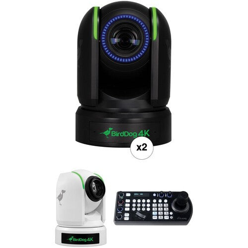 BirdDog Bundle: 3x P4K PTZ NDI Cameras (2x Black & 1x White) with Free PTZ Keyboard - New Media