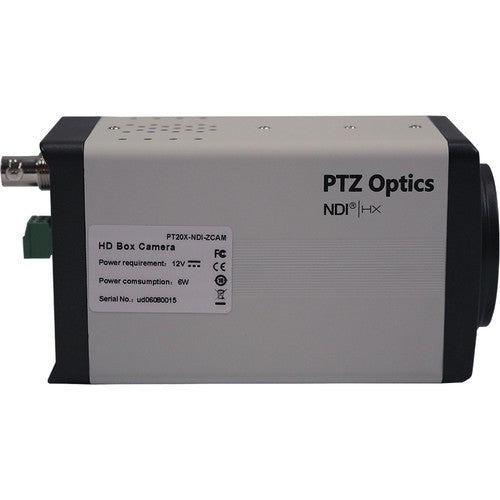 PTZOptics PT20X-NDI-ZCAM • Box Camera • 20x Optical • NDI|HX®, HD-SDI • 1080p • 2.3°-60.7° FOV (White) - New Media