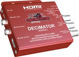 Decimator 2 Miniature (3G/HD/SD)-SDI to HDMI with De-Embedded Analogue Audio and NTSC/PAL Down-Converted Outputs. - New Media