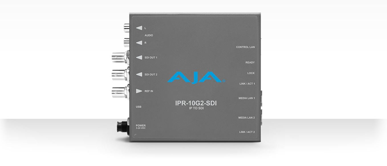 AJA IPR-10G2-SDI: Single Channel SMPTE ST 2110 IP Decoder to SDI with Hitless Switching - New Media